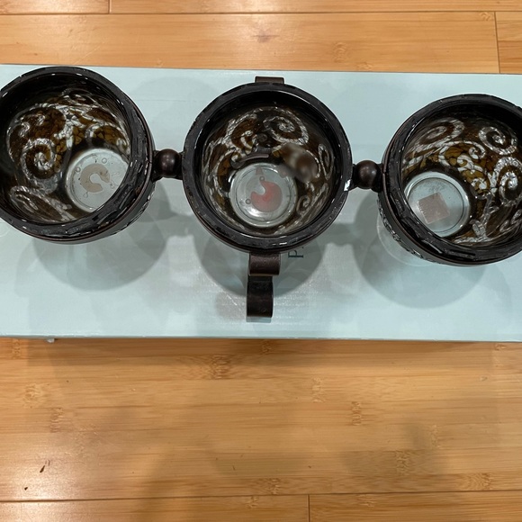 Partylite Mosaic Candle Holders Retired Amarreto Swirl Centerpiece - Picture 5 of 8